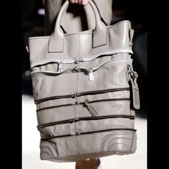 Chloe Taupe Gladys Leather Multi Zippers Tote Bag - Picture 11 of 11